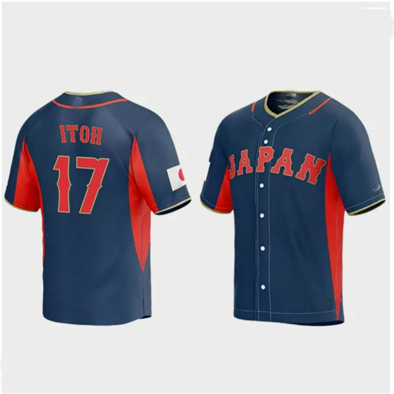 #17 Hiromi Itoh Japan Baseball 2023 World Baseball Classic Jersey C Navy Stitches Baseball Jerseys