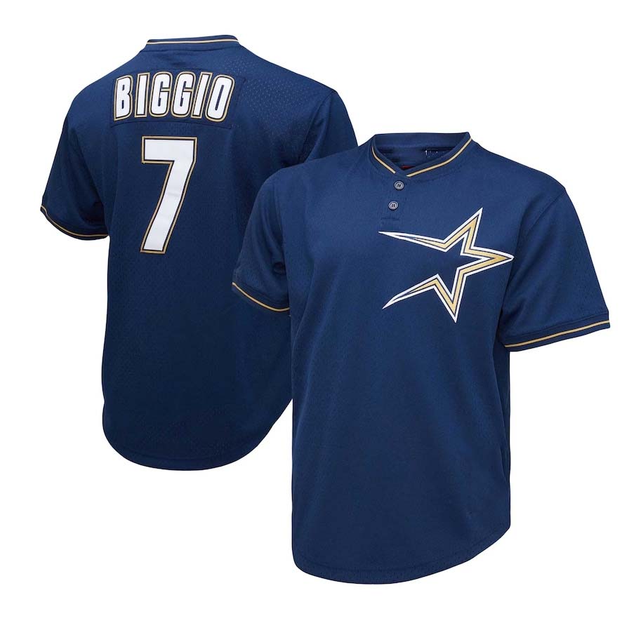 Houston Astros #7 Craig Biggio 1991 Cooperstown Collection Mesh Pullover Jersey - Navy Baseball Stitched Jerseys