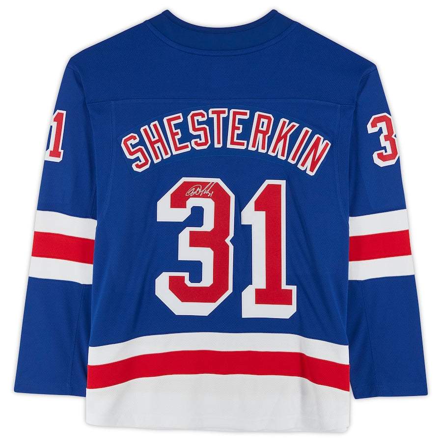 NY.Rangers #31 Igor Shesterkin   Blue Breakaway Jersey Stitched American Hockey Jerseys
