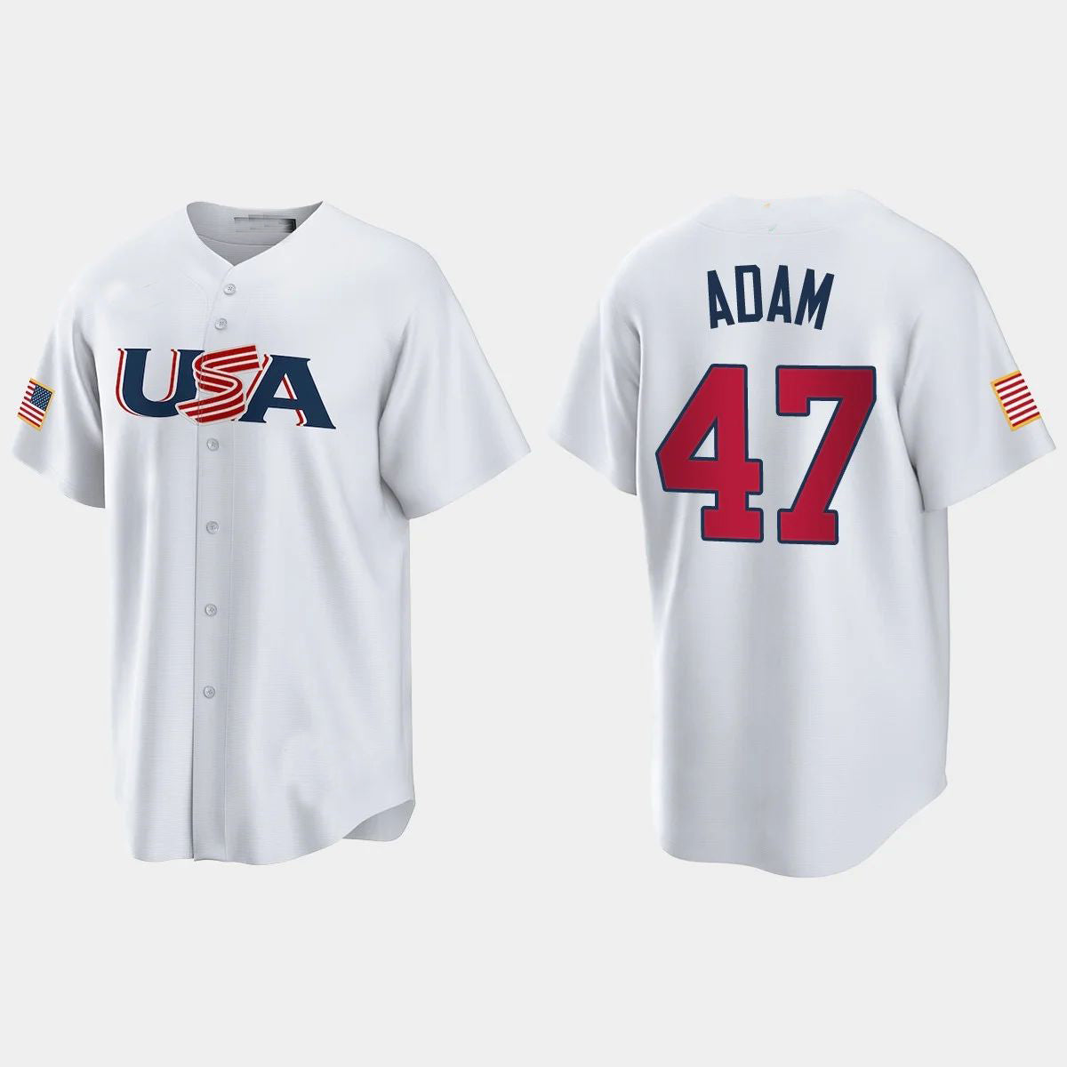 #47 JASON ADAM TAMPA BAY RAYS 2023 WORLD BASEBALL CLASSIC USA REPLICA JERSEYC WHITE Stitches Baseball Jerseys