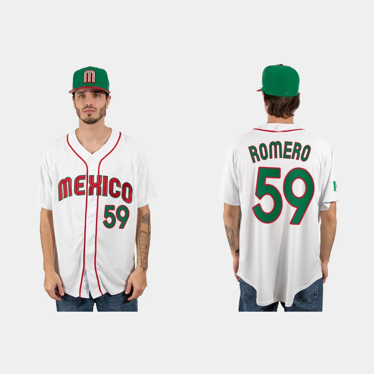 #59 JOJO ROMERO MEXICO BASEBALL 2023 WORLD BASEBALL CLASSIC JERSEYC WHITE Stitches Baseball Jerseys