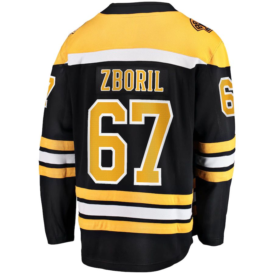 B.Bruins #67 Jakub Zboril Home Breakaway Player Jersey Black Stitched American Hockey Jerseys