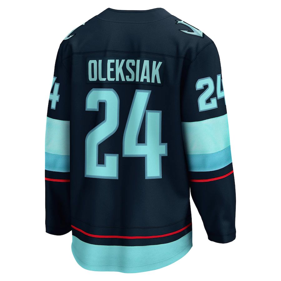 S.Kraken #24 Jamie Oleksiak Home Breakaway Player Jersey Blue Stitched American Hockey Jerseys