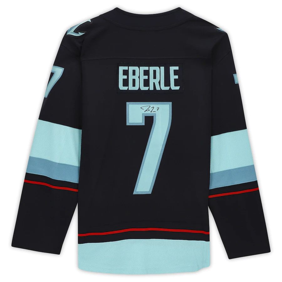 S.Kraken #7Jordan Eberle   Navy Breakaway Jersey with Inaugural Season Jersey Patch Stitched American Hockey Jerseys