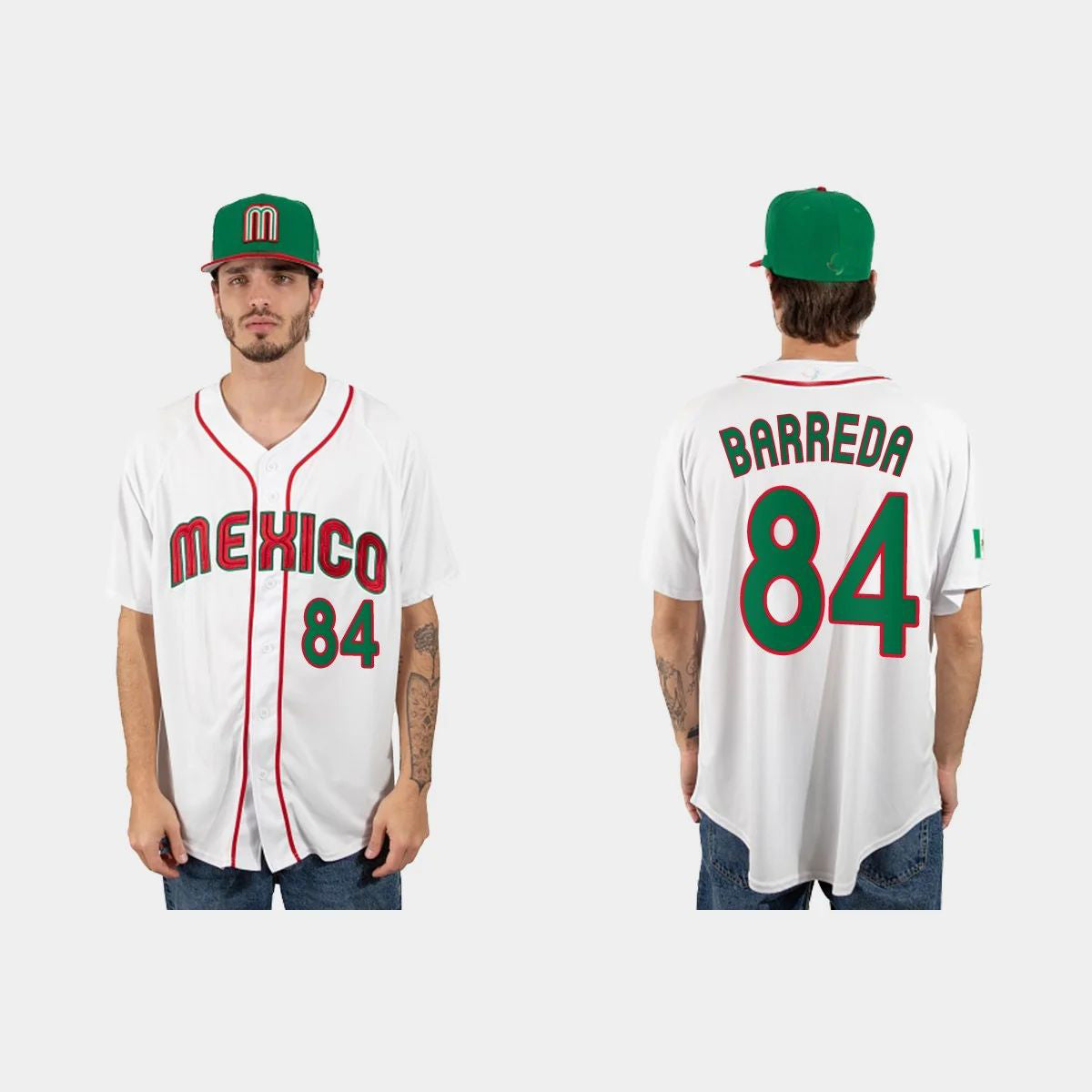 #84 MANNY BARREDA MEXICO BASEBALL 2023 WORLD BASEBALL CLASSIC JERSEYC WHITE Stitches Baseball Jerseys