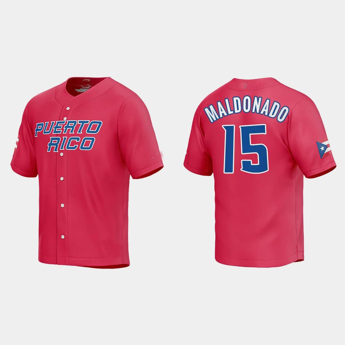 #15 MARTIN MALDONADO PUERTO RICO BASEBALL 2023 WORLD BASEBALL CLASSIC JERSEYC RED Stitches Baseball Jerseys