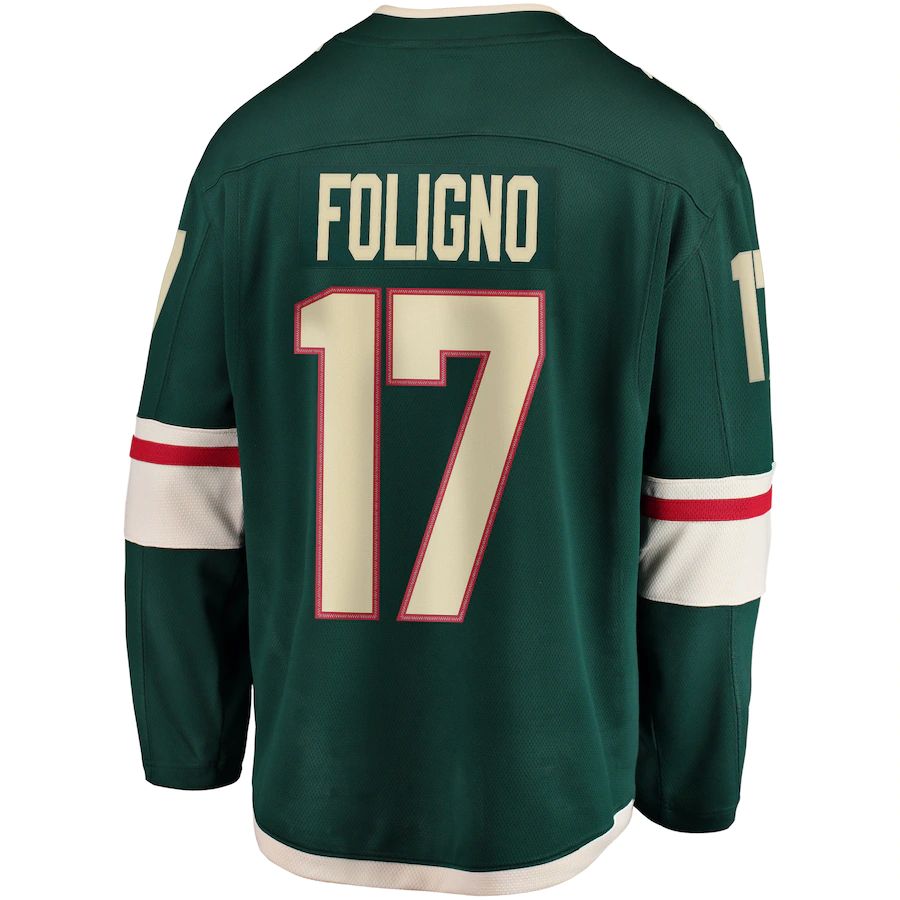 M.Wild #17 Marcus Foligno Breakaway Player Jersey Green Stitched American Hockey Jerseys