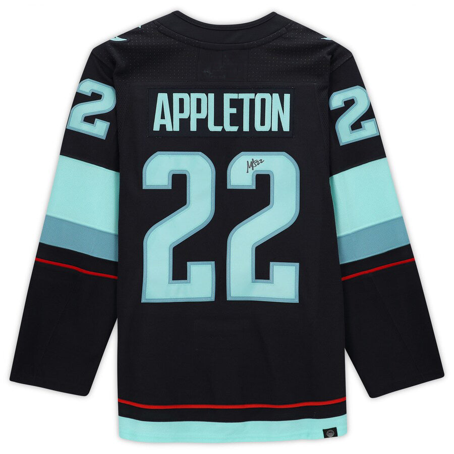 S.Kraken #22 Mason Appleton   with Inaugural Season Jersey Patch Blue Stitched American Hockey Jerseys