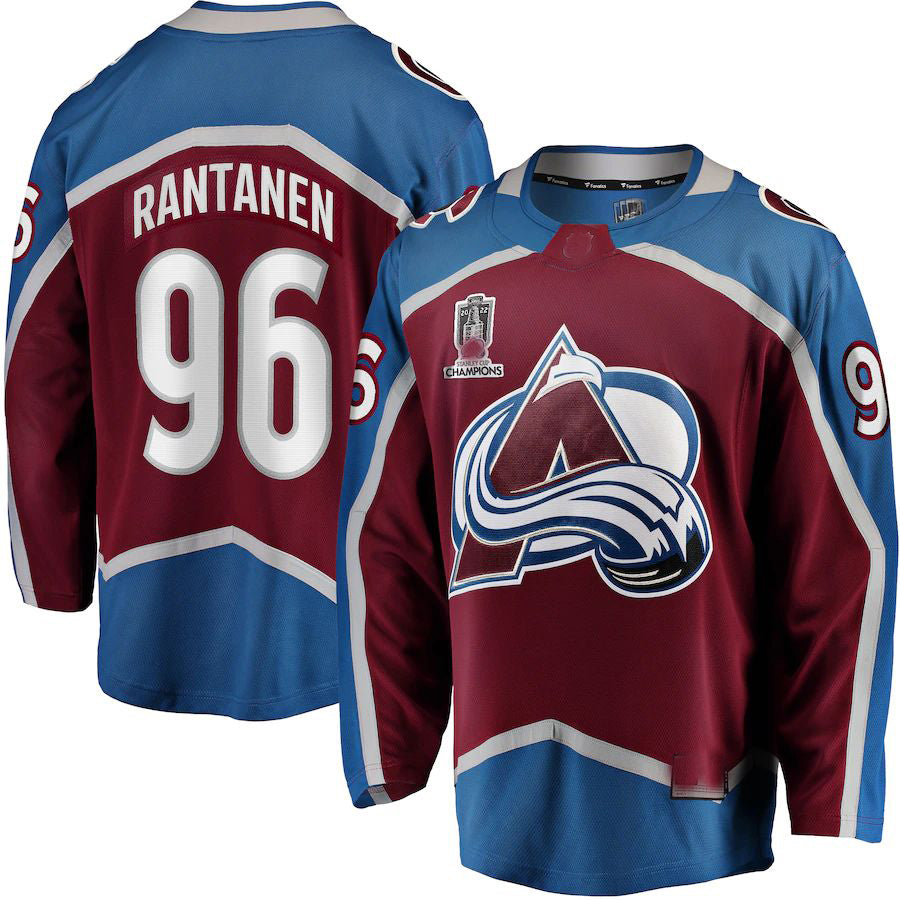 C.Avalanche #96 Mikko Rantanen Home 2022 Stanley Cup Champions Breakaway Player Jersey Burgundy Stitched American Hockey Jerseys