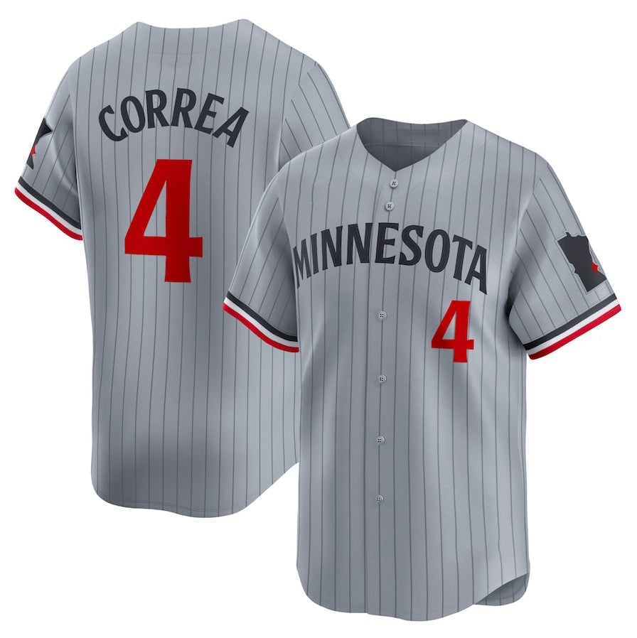 Minnesota Twins #4 Carlos Correa Road Limited Player Jersey Gray Stitched Baseball Jersey