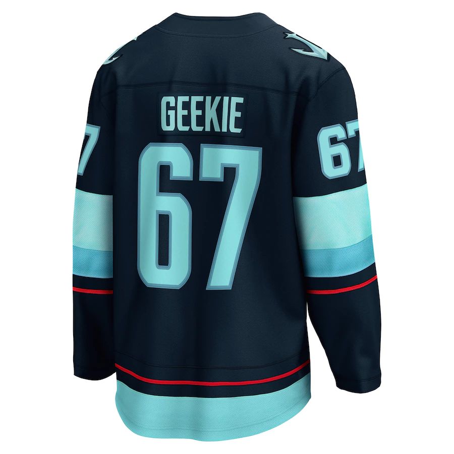 S.Kraken #67 Morgan Geekie Home Breakaway Player Jersey Blue Stitched American Hockey Jerseys