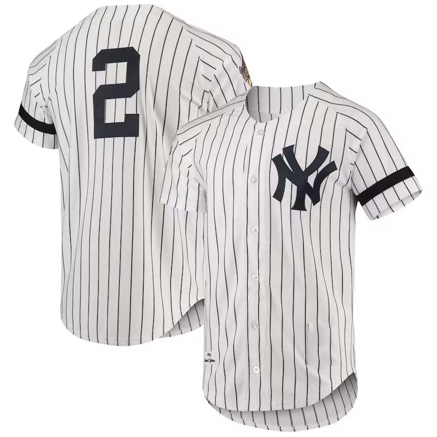 New York Yankees #2 Cooperstown Collection 1996 Authentic Home Jersey - White Stitches Baseball Jerseys