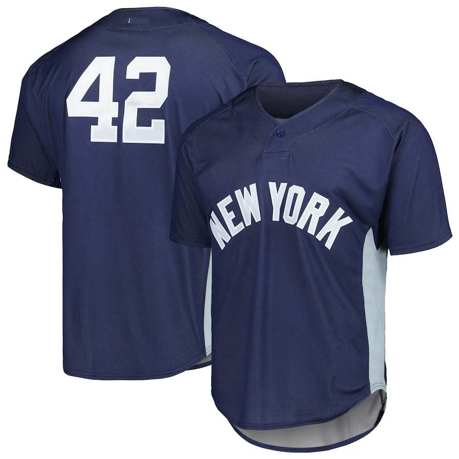 New York Yankees #42 Mariano Rivera Cooperstown Collection 2009 Batting Practice Jersey - Navy Stitches Baseball Jerseys