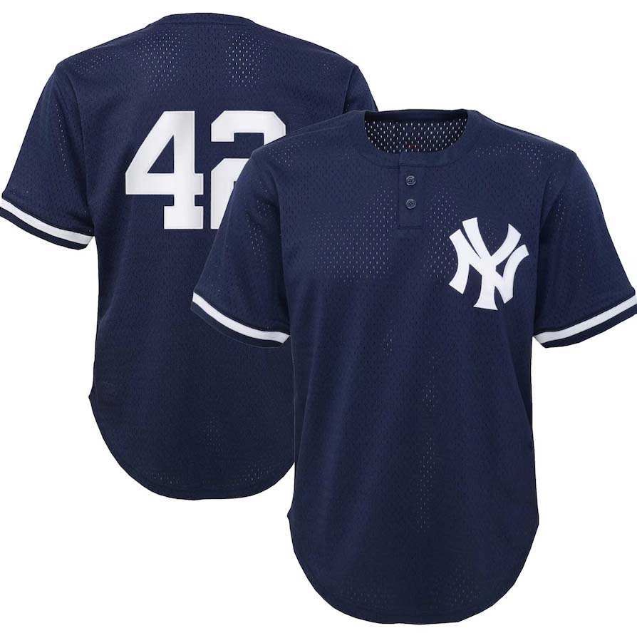 New York Yankees #42 Mariano Rivera Cooperstown Collection Mesh Batting Practice Jersey - Navy Stitches Baseball Jerseys