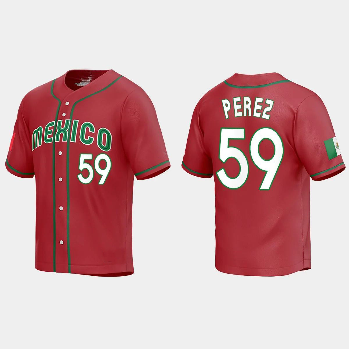 #59 OLIVER PEREZ MEXICO BASEBALL 2023 WORLD BASEBALL CLASSIC REPLICA JERSEYC RED Stitches Baseball Jerseys