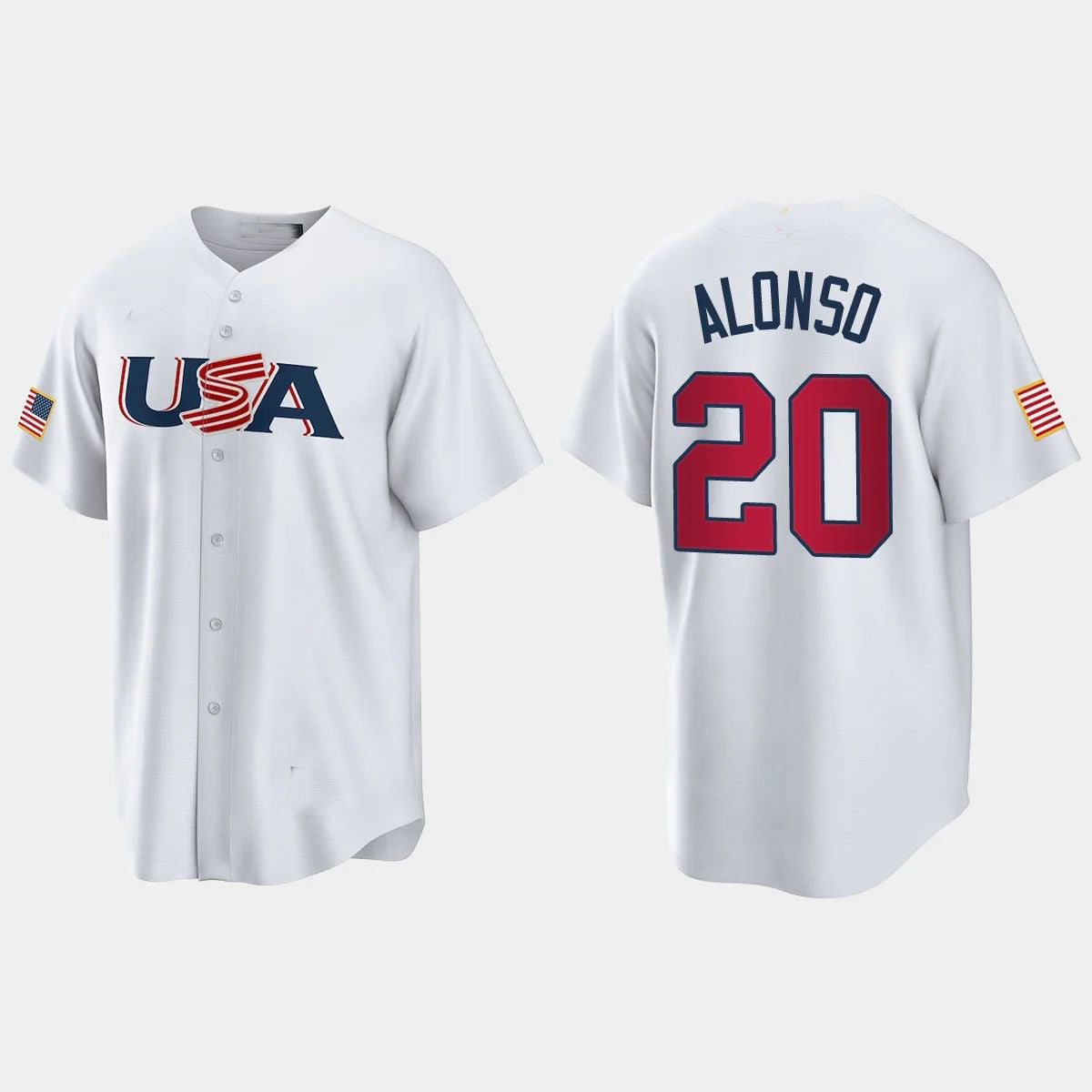 #20 PETE ALONSO NEW YORK METS 2023 WORLD BASEBALL CLASSIC USA REPLICA JERSEYC WHITE Stitches Baseball Jerseys