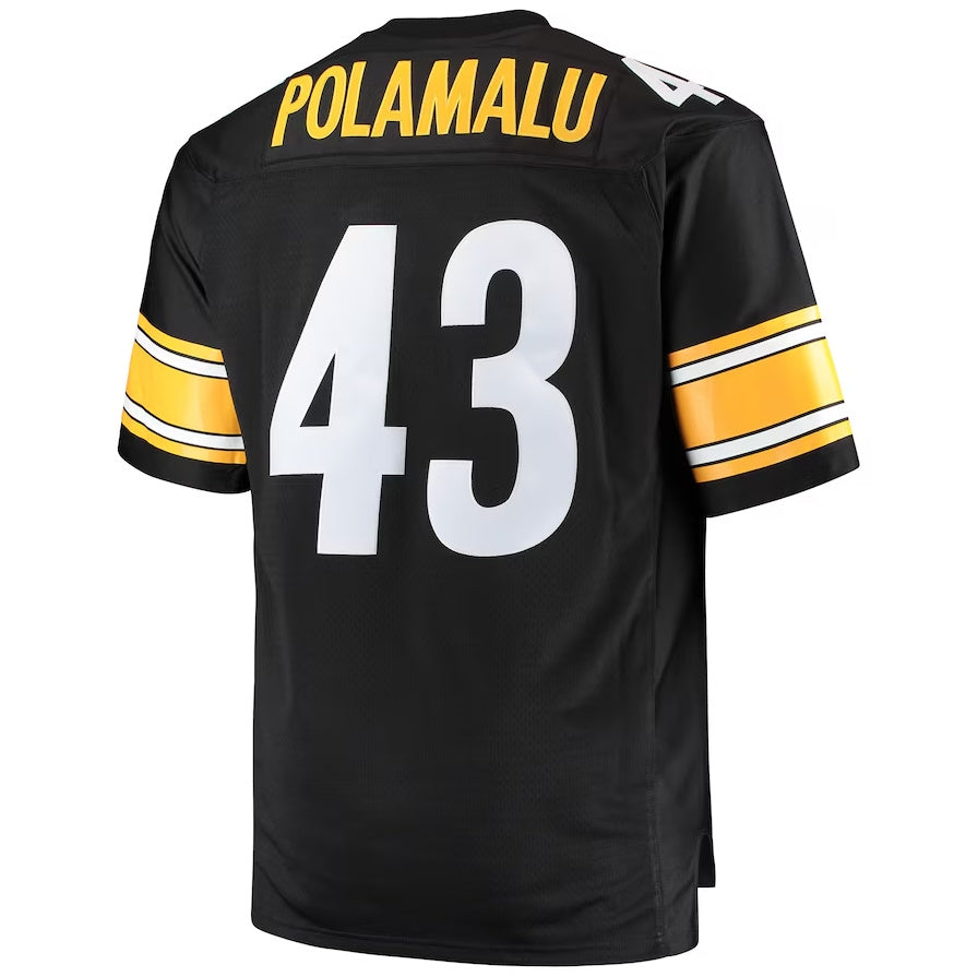 P.Steelers #43 Troy Polamalu Big & Tall 2005 Retired Player Replica Jersey - Black Stitched American Football Jerseys