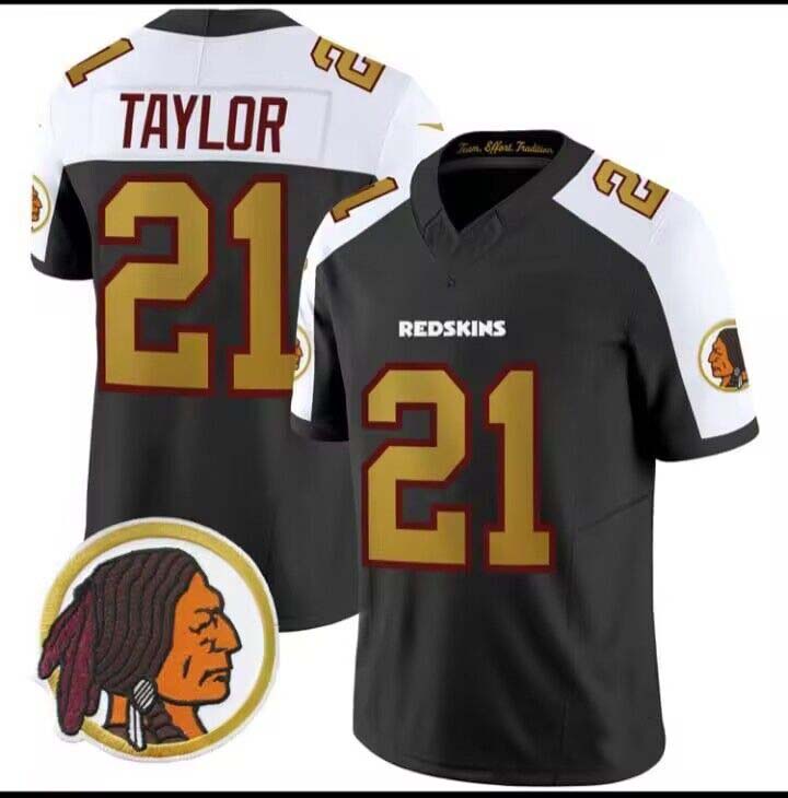 W.Redskins #21 Sean Taylor Throwback Vapor Black Gold Trim Jersey All Stitched American Football Jerseys