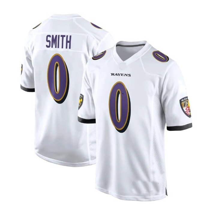 B.Ravens #0 Roquan Smith white Alternate Game Player Jersey Stitched American Football Jerseys