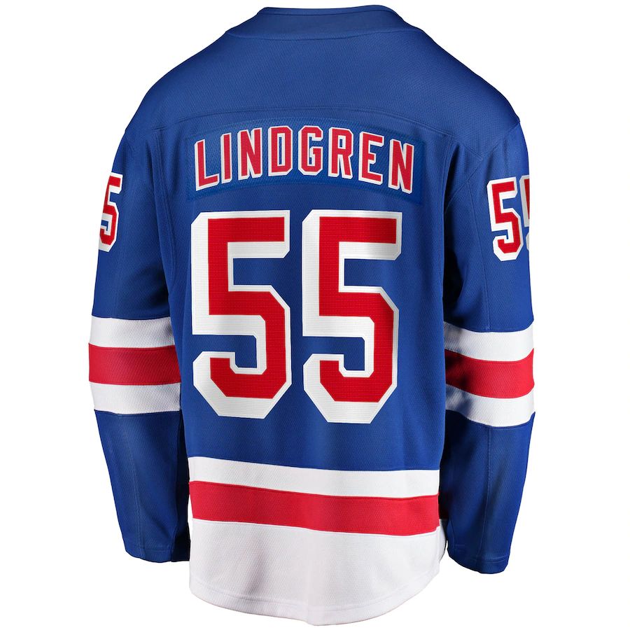NY.Rangers #55 Ryan Lindgren 2017-18 Home Breakaway Replica Jersey Blue Stitched American Hockey Jerseys