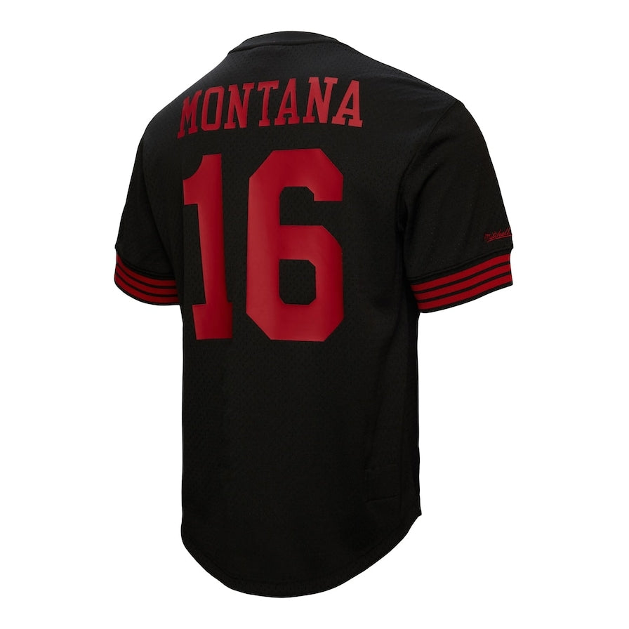 SF.49ers #16 Joe Montana Black Retired Player Mesh Top American Football Jersey