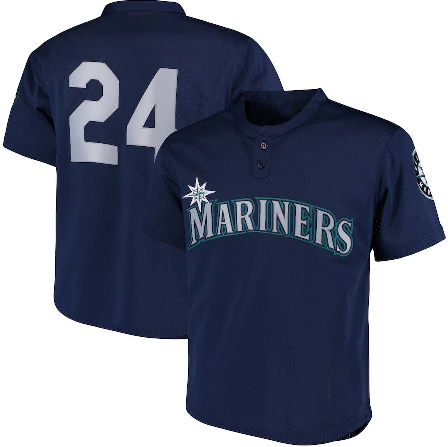 Seattle Mariners #24 Ken Griffey Jr. Cooperstown Collection Mesh Batting Practice Jersey - Navy Baseball Jerseys