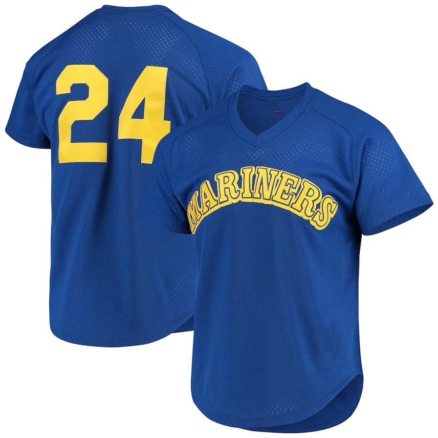 Seattle Mariners #24 Ken Griffey Jr. Cooperstown Mesh Batting Practice Jersey - Royal Baseball Jerseys
