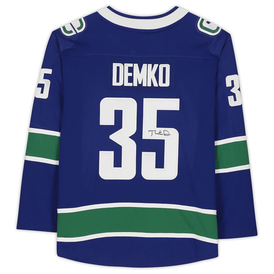 V.Canucks #35 Thatcher Demko   Breakaway Jersey Blue Stitched American Hockey Jerseys