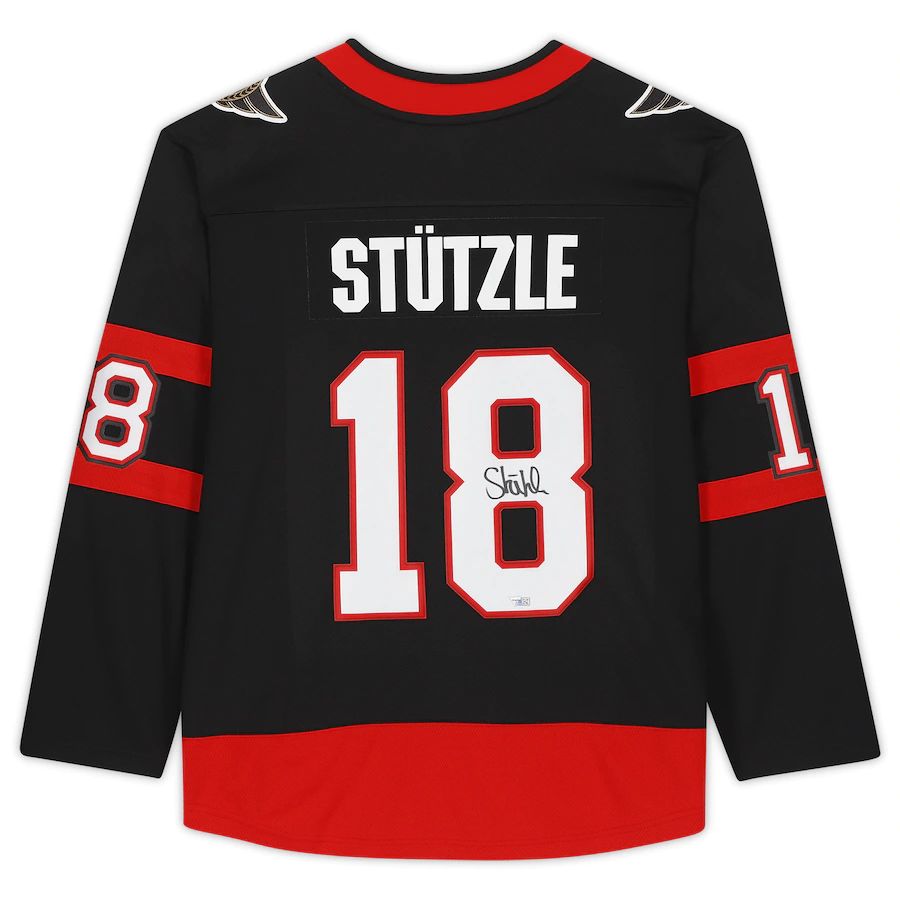 O.Senators #18 Tim Stutzle   Breakaway Jersey Black Stitched American Hockey Jerseys