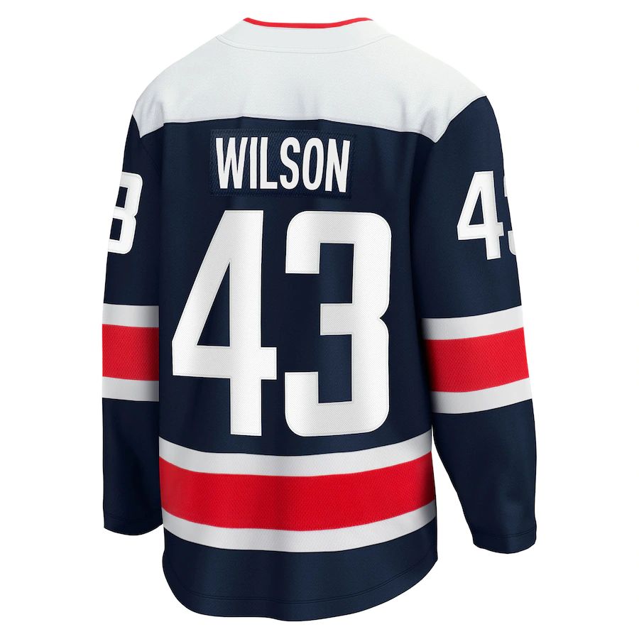 W.Capitals #43 Tom Wilson 2020-21 Alternate Premier Breakaway Player Jersey Navy Stitched American Hockey Jerseys