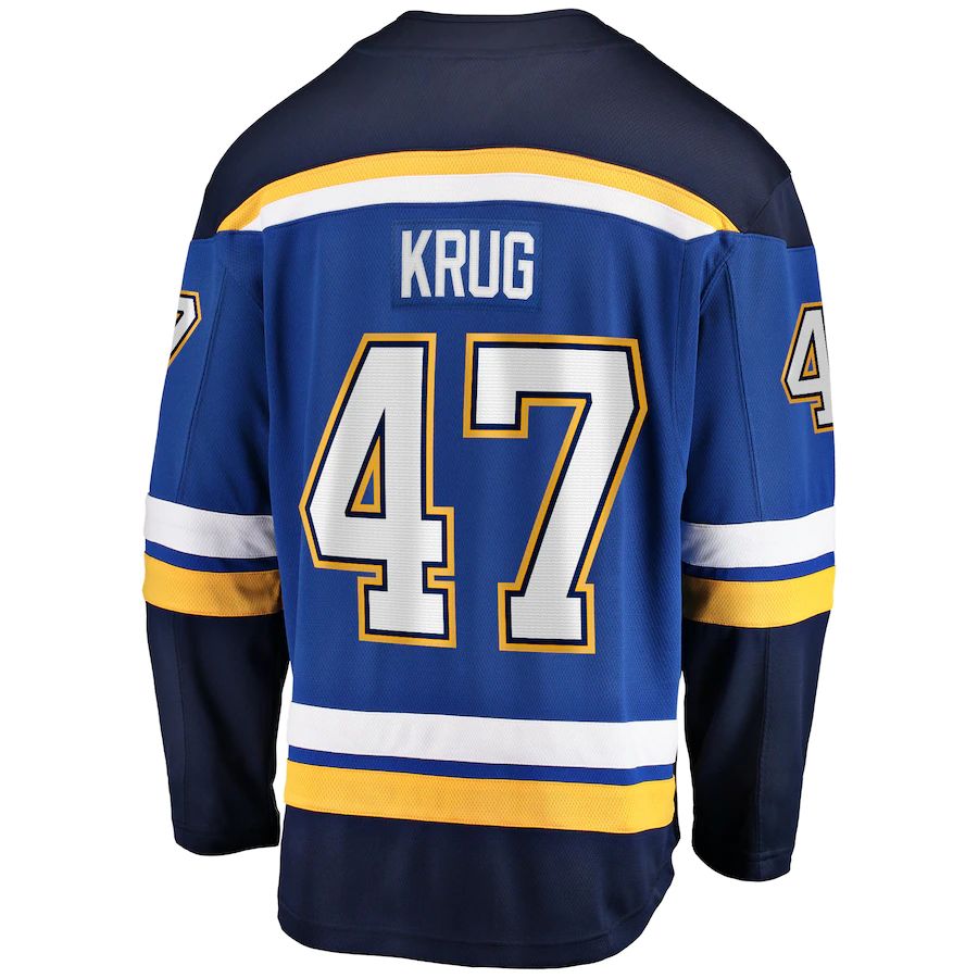 St.L.Blues #47 Torey Krug Home Premier Breakaway Player Jersey Blue Stitched American Hockey Jerseys