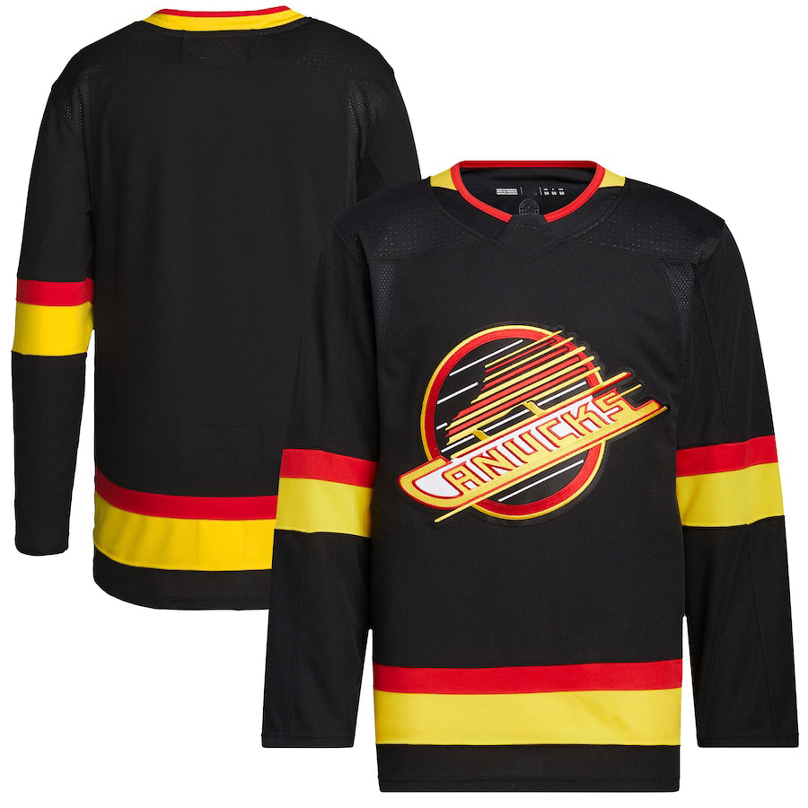 V.Canucks Retro Primegreen  Pro Blank Jersey Black Stitched American Hockey Jerseys