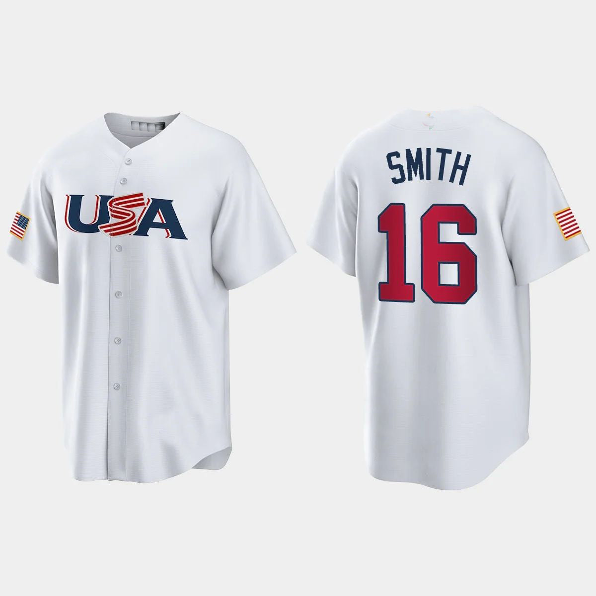 #16 WILL SMITH LOS ANGELES DODGERS 2023 WORLD BASEBALL CLASSIC USA REPLICA JERSEY C WHITE Stitches Baseball Jerseys