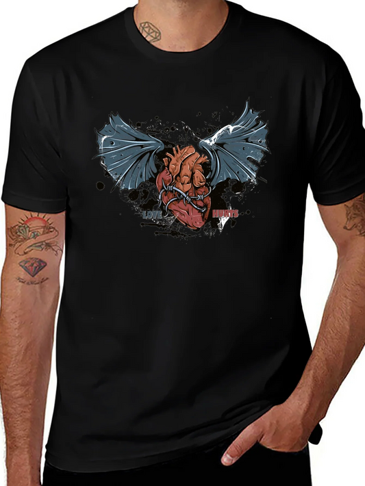 Love Hurts T-Shirt - Winged Heart Graphic Tee