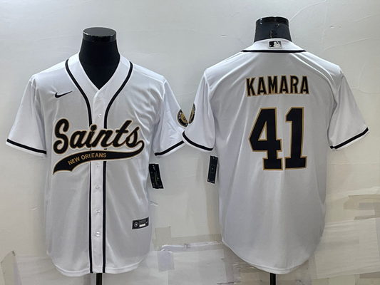 Men's New Orleans Saints Alvin Kamara #41 White Game jersey Joint Edition