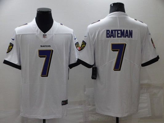 Men's Baltimore Ravens Rashod Bateman #7 White Game Jersey1