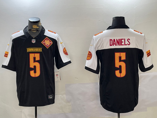 Men's Washington Commanders Jayden Daniels #5 Black Alternate Vapor Limited jersey