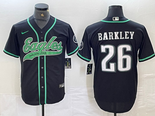 Men's Philadelphia Eagles Saquon Barkley #26 Black Player jersey Joint Edition