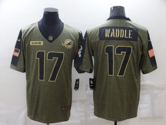 Men's Miami Dolphins Jaylen Waddle #17 Brown Game jersey