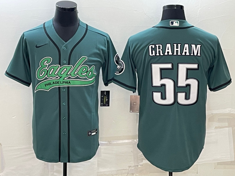 Men's Philadelphia Eagles Brandon Graham #55 Midnight Green Game jersey Joint Edition