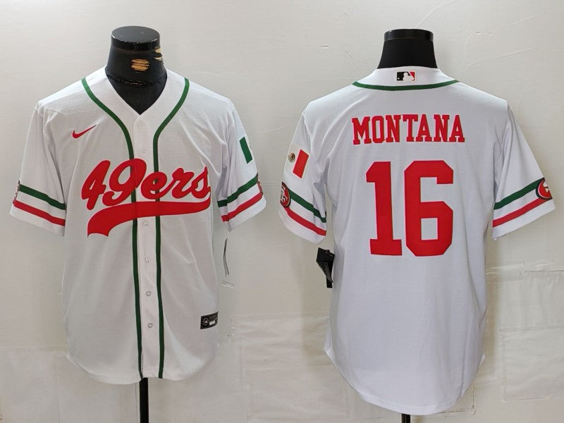 Men's San Francisco 49ers Joe Montana #16 White Replica Player jersey