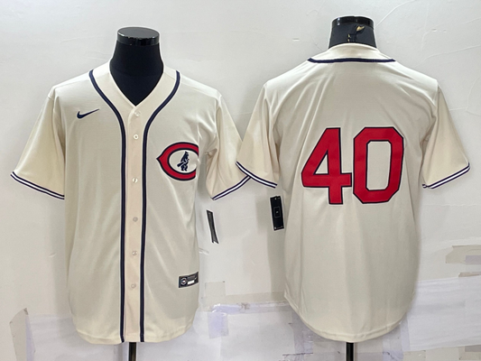Men's Chicago Cubs Rich Harden #40 Cream Player Name jersey