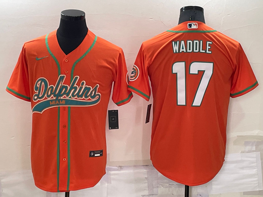 Men's Miami Dolphins Jaylen Waddle #17 Orange Game jersey Joint Edition