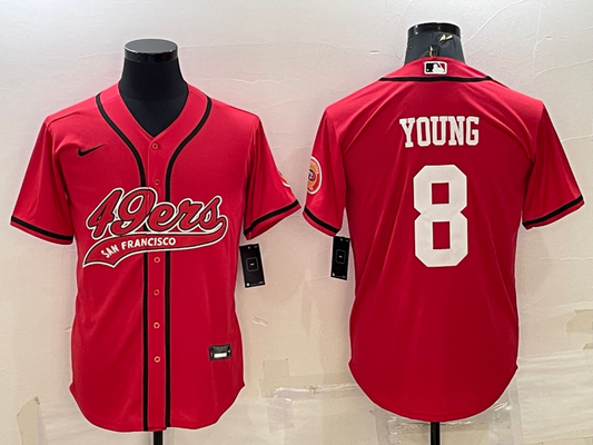 Men's San Francisco 49ers Steve Young #8 Red Game jersey Joint Edition