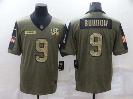 Men's Cincinnati Bengals Joe Burrow #9 Brown Game Jersey1