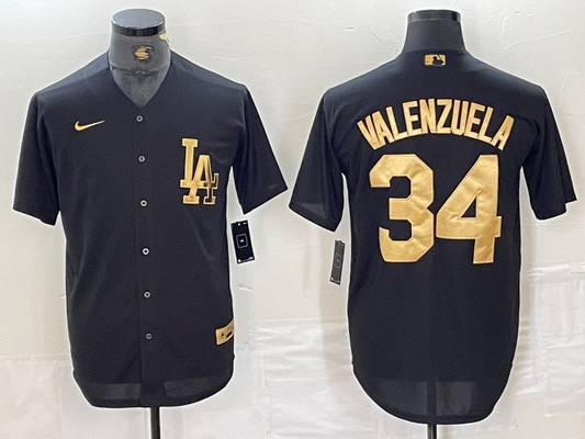 Men's Los Angeles Dodgers Fernando Valenzuela #34 Black Limited Player jersey