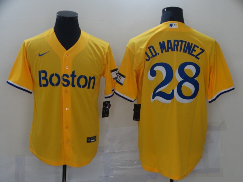Men's Boston Red Sox J.D. Martinez #28 Yellow Replica Baseball jersey
