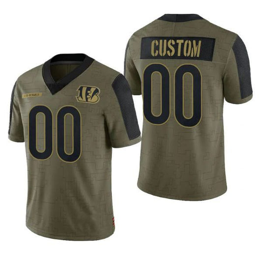 Custom1 Cincinnati Bengals Olive 2021 Salute To Service Limited Jersey1 Name And Number Size S to 6XL Christmas Birthday Gift American Stitched Football Jerseys