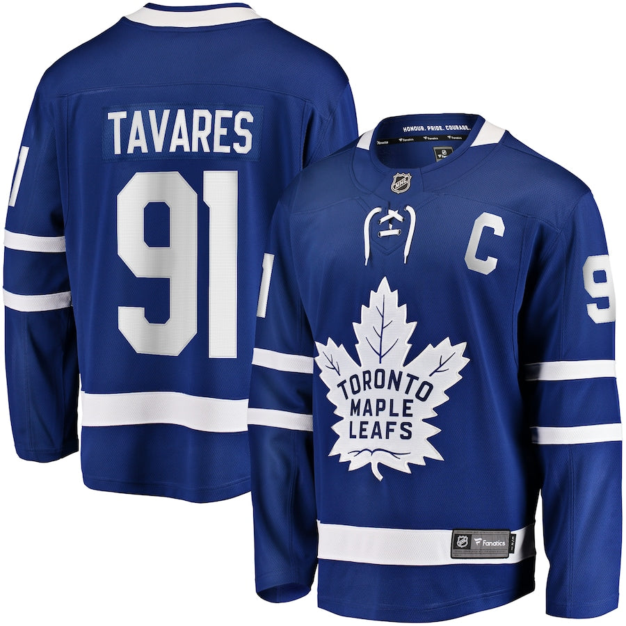John Tavares Toronto Maple Leafs  Captain Patch Home Breakaway Jersey - Blue