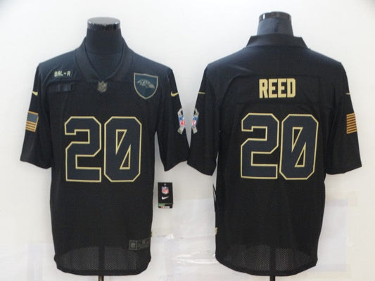 Men's Baltimore Ravens Ed Reed #20 Black Game Player Jersey1